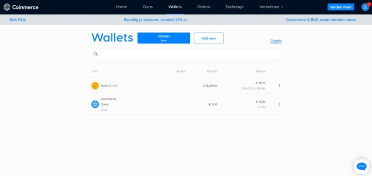 Coinmerce exchange homepage