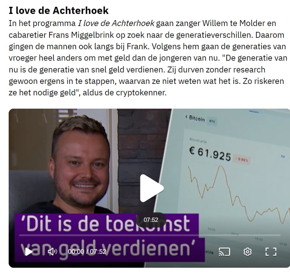 I Love de Achterhoek Frank Kruit over crypto