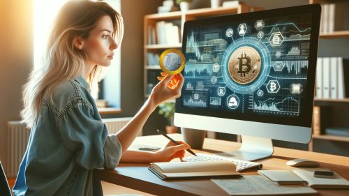 1 euro crypto kopen vrouw vrouw die voor 1 euro crypto wil kopen achter computer